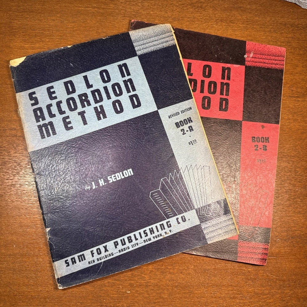 Sedlon Accordion Method Book 2-A & 2-b J.H. Sedlon VG Vintage Instruction 1950s